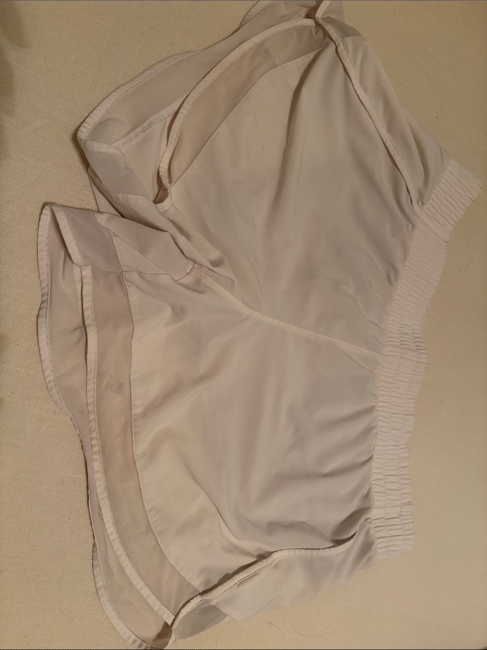 Athleta white Mesh Racer Run Shorts